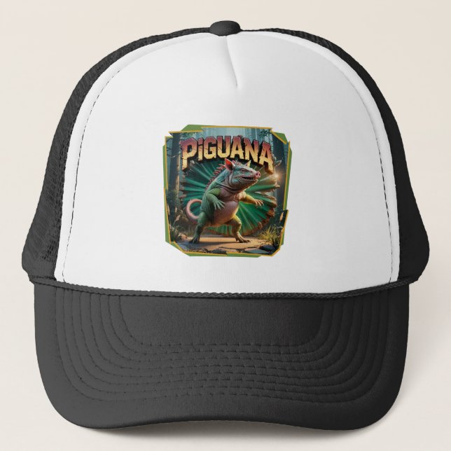 Piguana Illustration Combo Creature Funny Truckerkappe (Vorderseite)