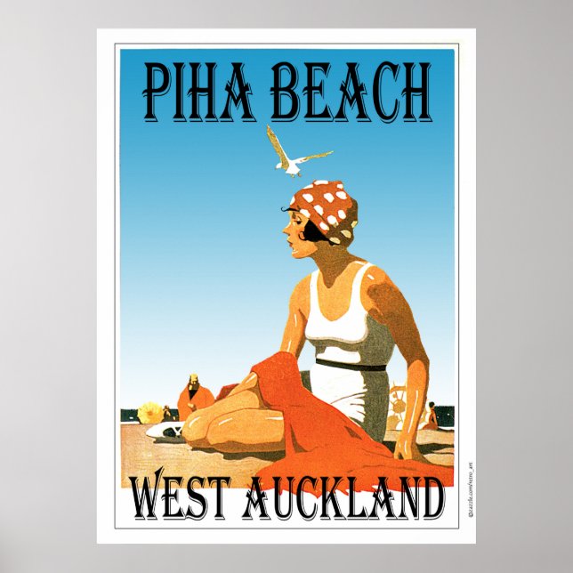 Piha Beach West Auckland Beach Poster (Vorne)