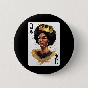 Pik Dame Pokerkarte Afroamerikanische Schwarze Ges Button