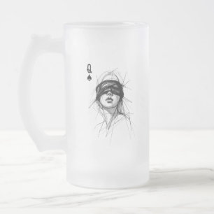 Pikdame (Stil 6) Fine Art Zeichnung Mattglas Bierglas