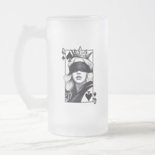 Pikdame (Stil 7) Fine Art Zeichnung Mattglas Bierglas