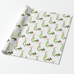 Pike-Fischen und Fliegenfischen Geschenkpapier
