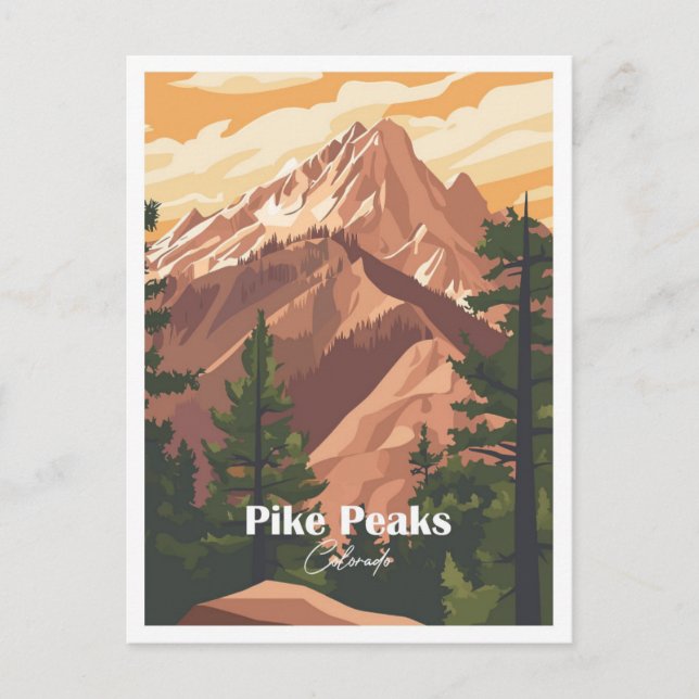 Pike Peaks Colorado Kunstvoll wandern Postkarte (Vorderseite)
