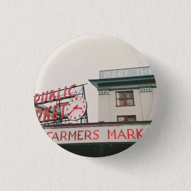 Pike Place Market Compact Mirror Button (Vorderseite)