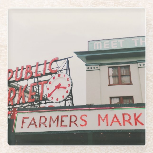 Pike Place Market Glasuntersetzer (Vorderseite)