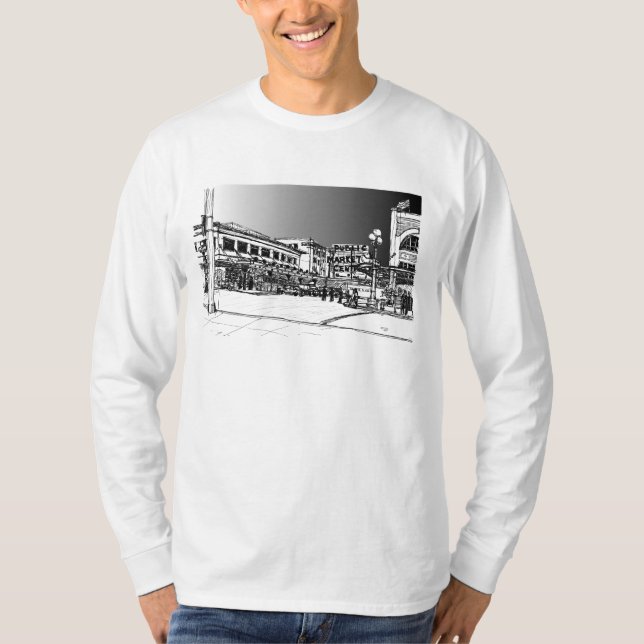 Pike-Platz-Markt, Seattle. Sturm-Himmel T-Shirt (Vorderseite)