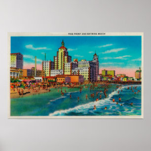 Pike vorder und Baden-Strand, Long Beach Poster
