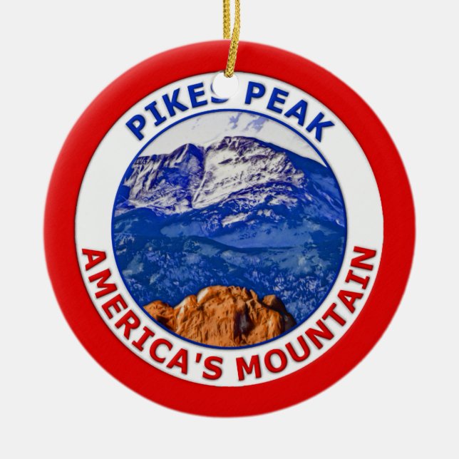 Pikes-Gipfel Amerikas Berg Keramik Ornament (Vorne)
