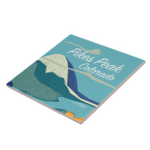 Pikes Peak Colorado vintage Reiseposter im Stil de Fliese