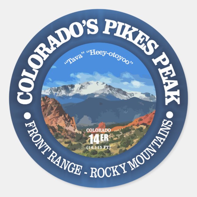 Pikes Peak Runder Aufkleber (Vorderseite)