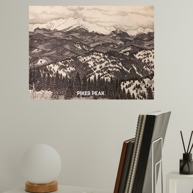 Pikes Peak Stift-/Bleistift-Illustration Poster (Von Creator hochgeladen)