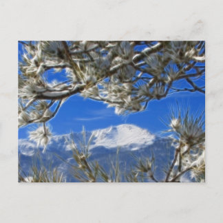 Pikes Peak Winterschnee Bedecktes Fraktal Kunst Postkarte
