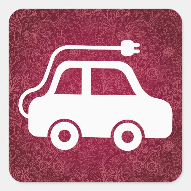 Piktogramm für Elektroautos Quadratischer Aufkleber (Vorderseite)