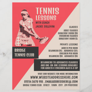 Piktogramm Tennis Player, Tennisunterricht/Kurse Flyer