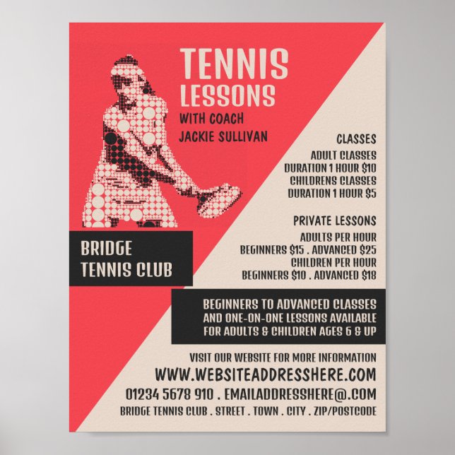 Piktogramm Tennis Player, Tennisunterricht/Kurse Poster (Vorne)