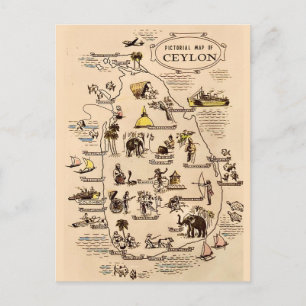 Piktogrammkarte von Ceylon - Sri Lanka Postkarte