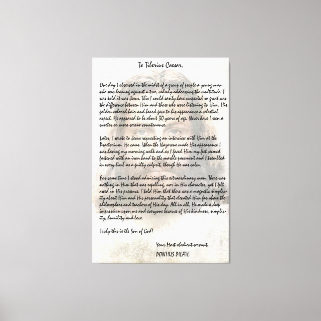 Pilate Brief an Cäsar, der Jesus Christus beschrei Leinwanddruck (Vorderseite)