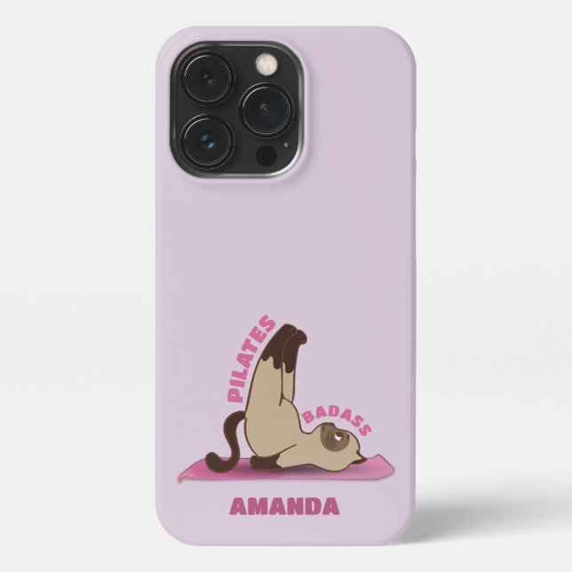 Pilates Badass Workout Kitty Cat Phone Case iPhone 13 Pro Hülle (Rückseite)