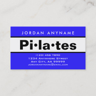 Pilates Class Instructor Bold Blue and White Visitenkarte