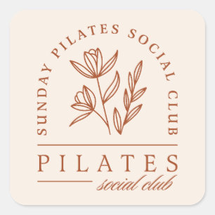Pilates Club sunday class boho beige Ästhetik Quadratischer Aufkleber
