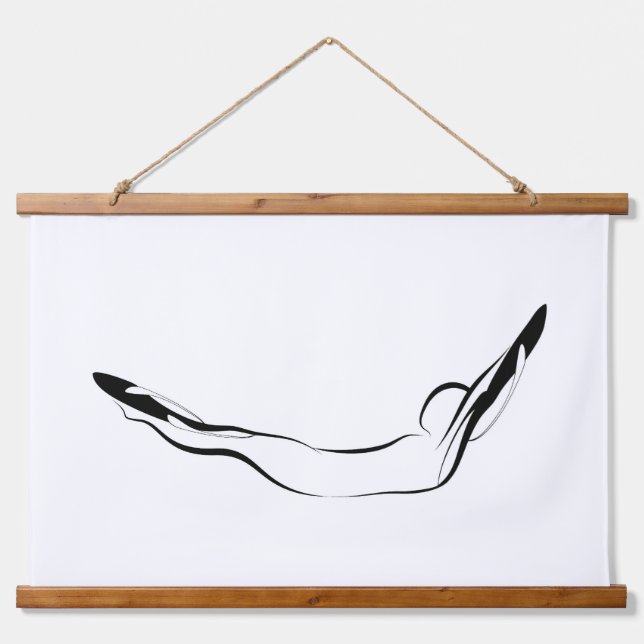 Pilates Double Leg Stretch Pose - Mat Wandteppich Mit Holzrahmen (Vorne)
