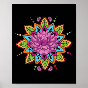 Pilates Fraktale Geometrie Blumenblüte Yoga Kunst Poster