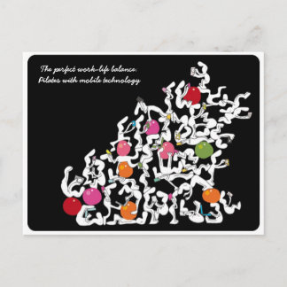 Pilates + handgehaltene Technologie Postcard, schw Postkarte