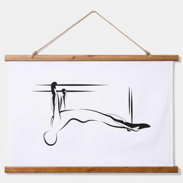 Pilates Hanger Pull Up Pose - Cadillac Wandteppich Mit Holzrahmen (Vorne)