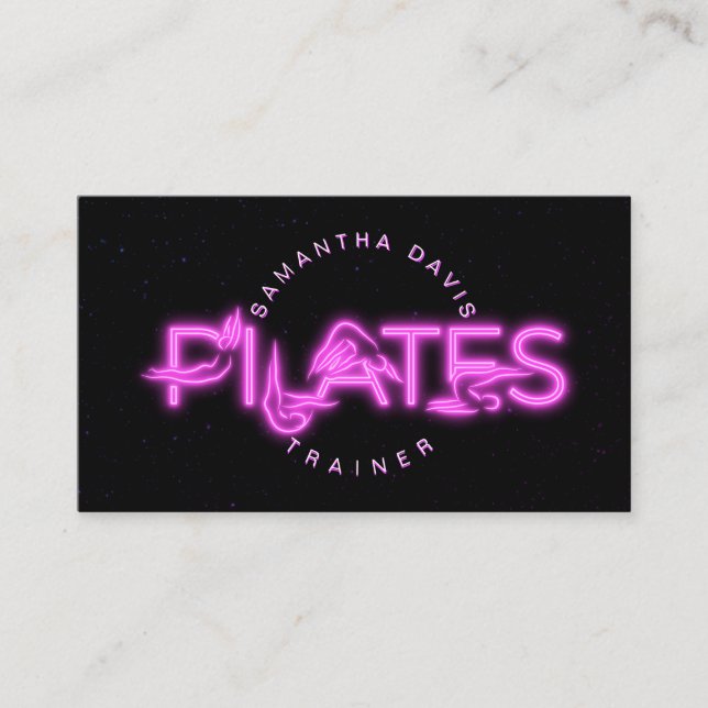 Pilates Instructor in rosa Neon Visitenkarte (Vorderseite)
