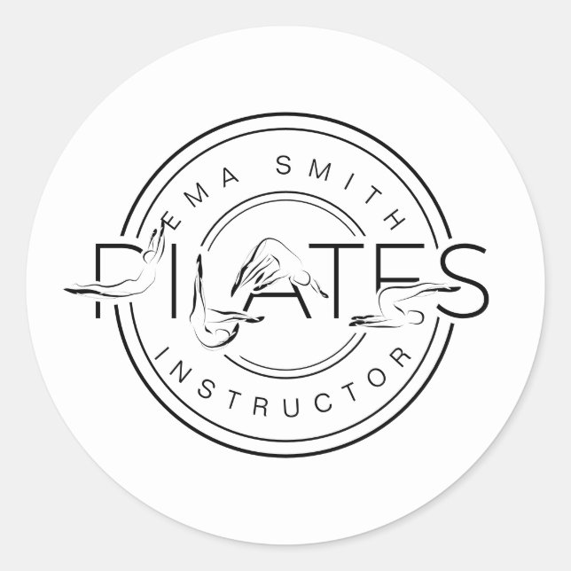 Pilates Instructor Pilates Letters Runder Aufkleber (Vorderseite)