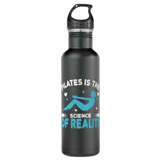 Pilates ist die Wissenschaft der Realität Edelstahlflasche (Vorderseite)