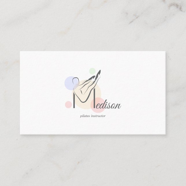 Pilates Letter M Pose | Monogram Letter M Pilates Visitenkarte (Vorderseite)