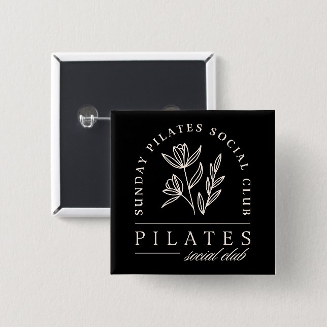 Pilates Liebhaber der Gruppe Sozialklub schwarze Ä Button (Vorne & Hinten)
