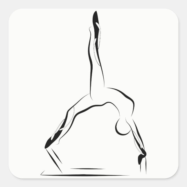 Pilates-Pose Quadratischer Aufkleber (Vorderseite)