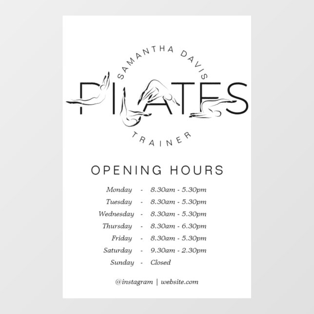 Pilates-Posen in Pilates Word Fensteraufkleber (Blatt)