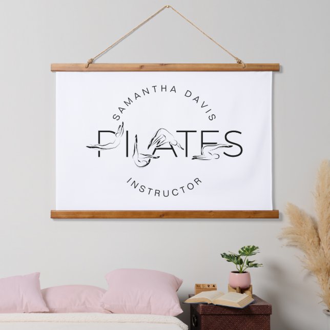 Pilates-Posen in Pilates Word Wandteppich Mit Holzrahmen (Schlafzimmer)
