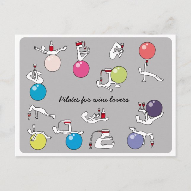 Pilates pour les amateurs de vin carte postale, gr (Devant)