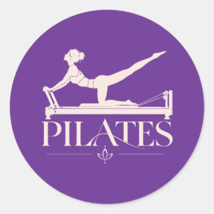 Pilates Reformer-Lila und Blassrosa Runder Aufkleber