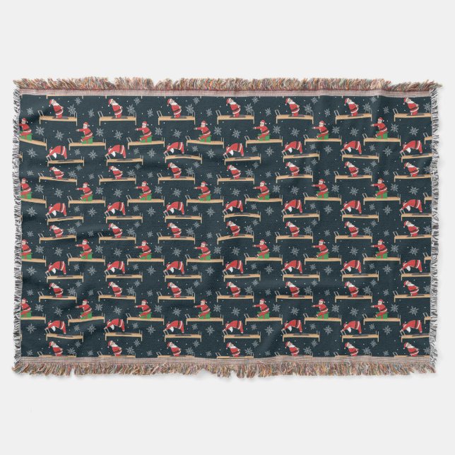 Pilates Reformer Santa Seamless Christmas Patterns Decke (Vorderseite)