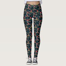 Pilates Reformer Santa Seamless Christmas Patterns Leggings
