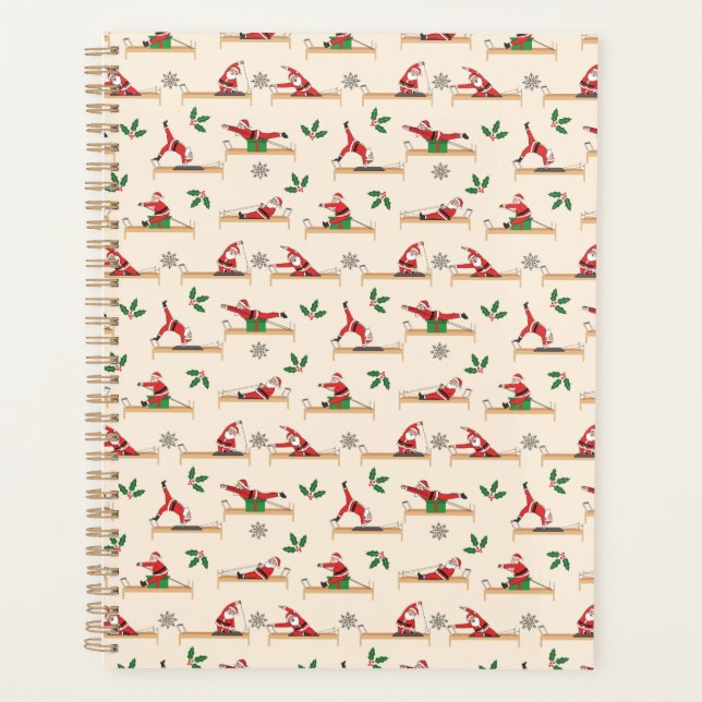 Pilates Reformer Santa Seamless Christmas Patterns Planer (Vorderseite)
