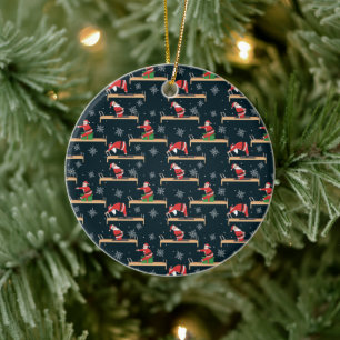 Pilates Reformer Weihnachtsmann nahtlose Weihnacht Keramik Ornament