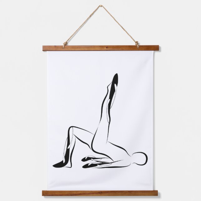 Pilates Shoulder Bridge - Mat Wandteppich Mit Holzrahmen (Vorderseite)