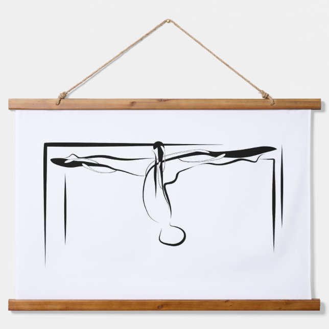 Pilates Splits Cadillac Pose Wandteppich Mit Holzrahmen (Vorne)