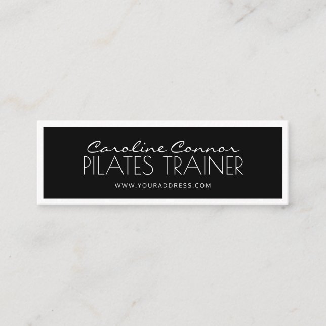 Pilates Trainer Schwarz-Weiß-Karte Mini Visitenkarte (Vorderseite)