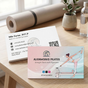 Pilates-Trainingsbusiness Farbiger Geist Visitenkarte