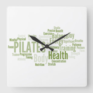 PILATES Wall Clock Quadratische Wanduhr