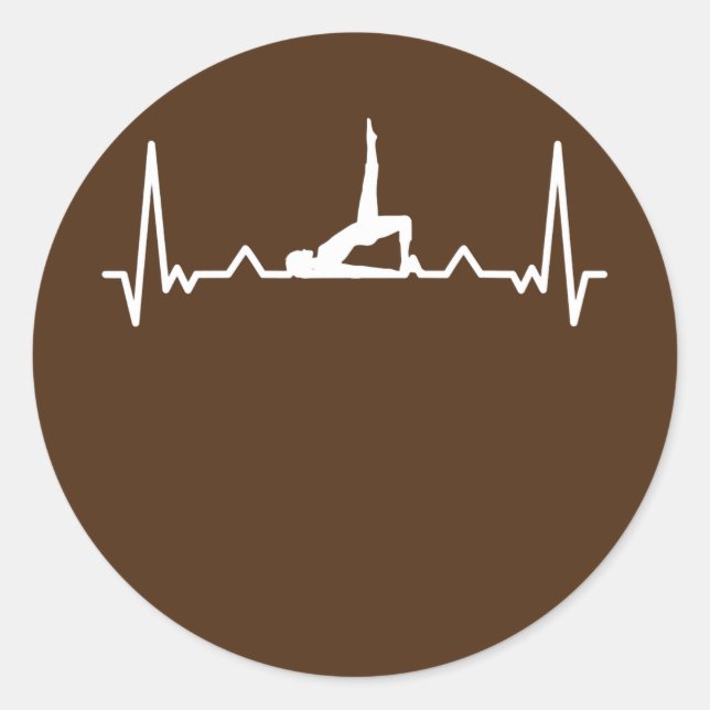 Pilates Workout Heartbeat Runder Aufkleber (Vorderseite)