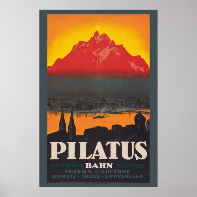 Pilatus Bahn Switzerland Vintage Poster 1910 (Devant)