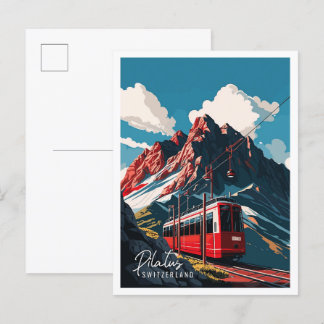 Pilatus Schweiz Vintage Reise Illustration Postkarte